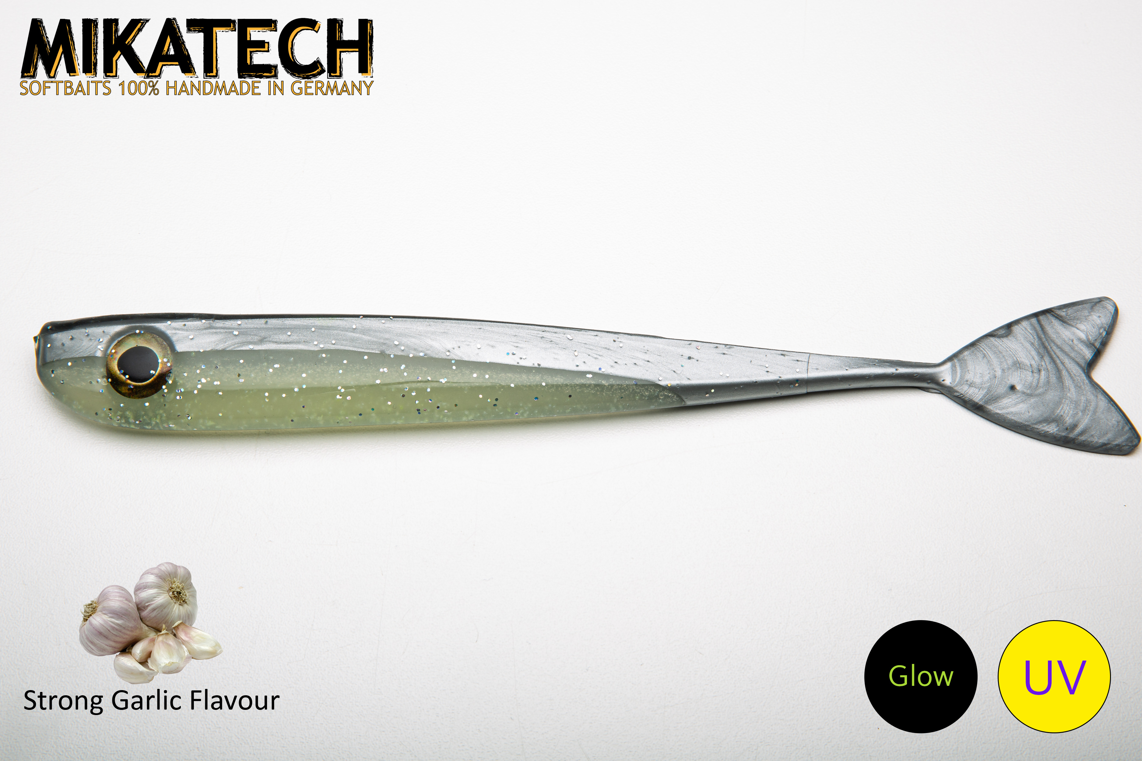 MIKATECH Real V-Shad 22 cm Chrome Glow