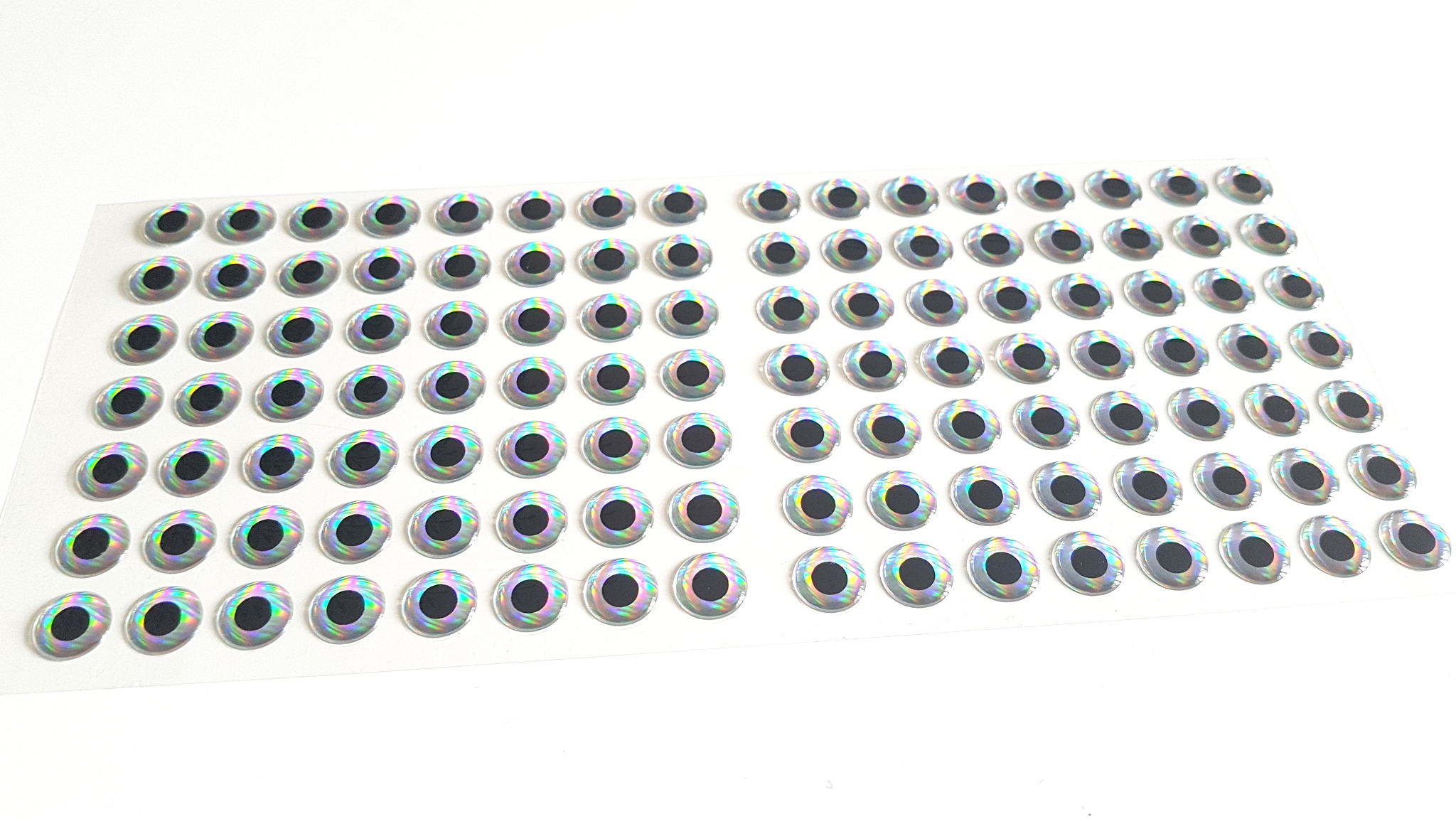 MIKATECH Epoxy 3D Augen 12,5mm Prism Chrome Karte 112 Stück