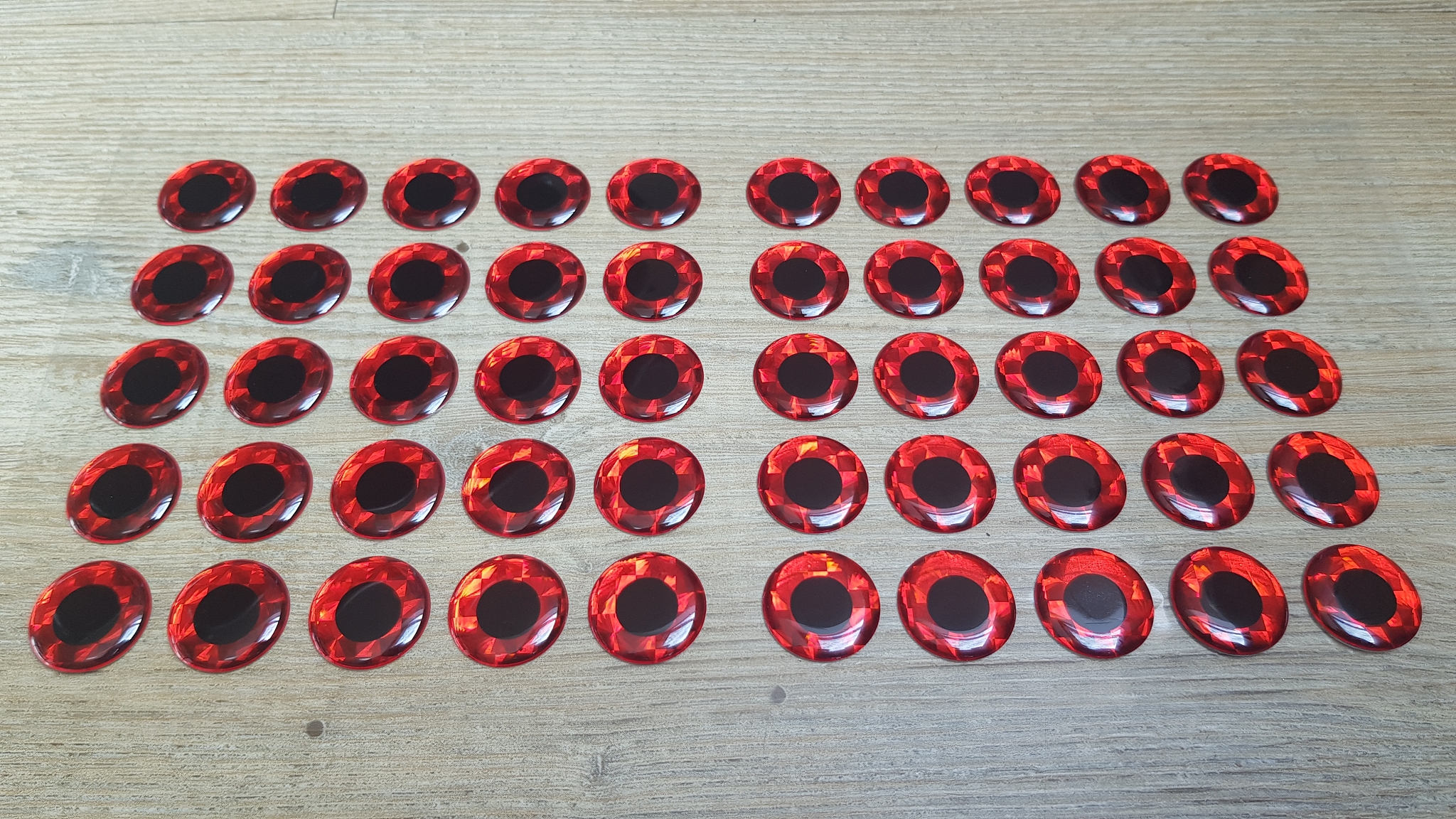 MIKATECH Epoxy 3D Augen 20mm Prism Red Karte 50 Stück