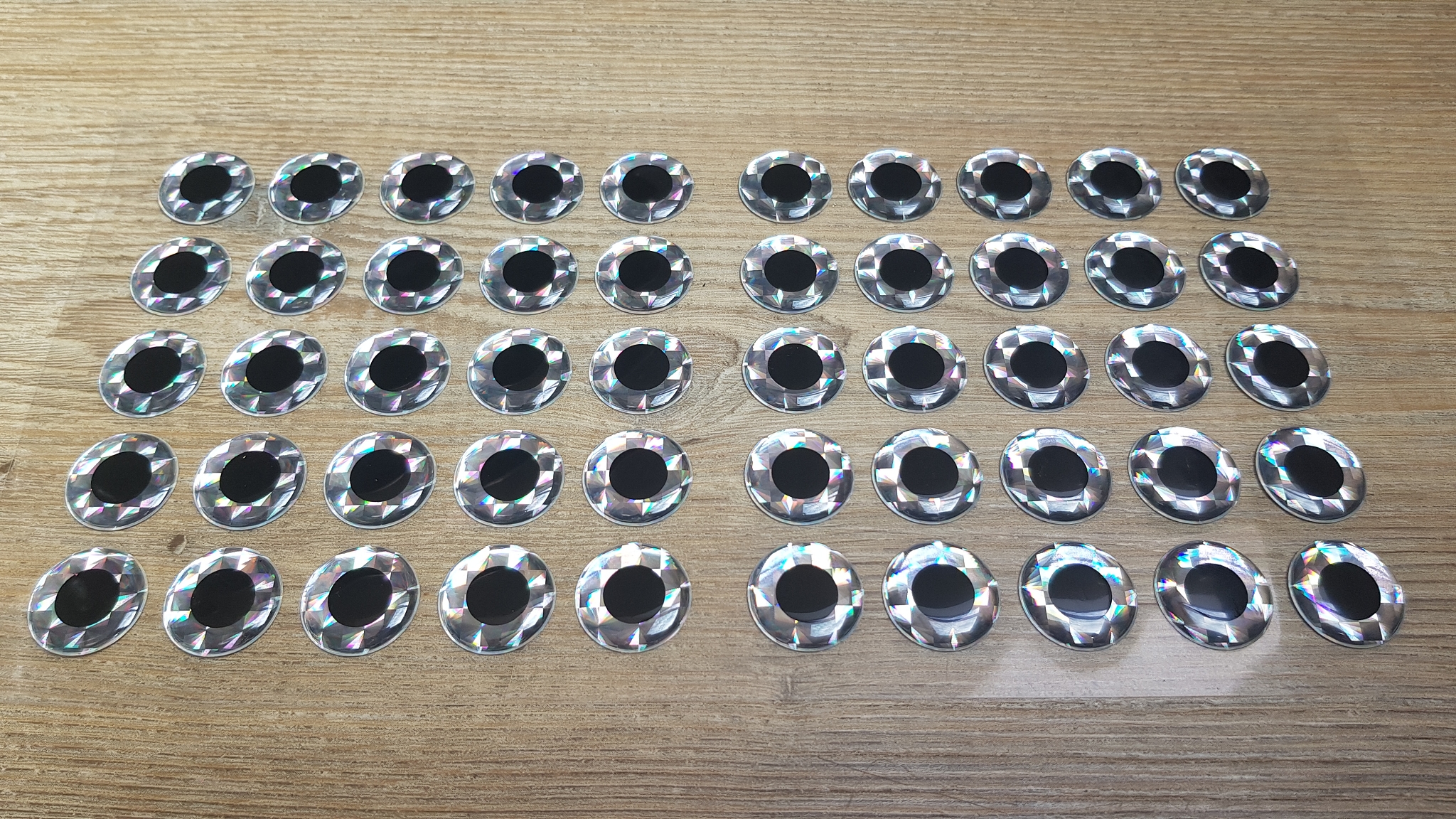 MIKATECH Epoxy 3D Augen 20mm Prism Chrome Karte 50 Stück