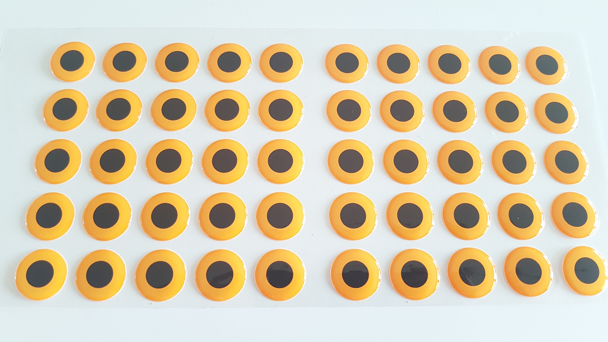 MIKATECH Epoxy 3D Augen 20mm Hot Orange UV Karte 50 Stück