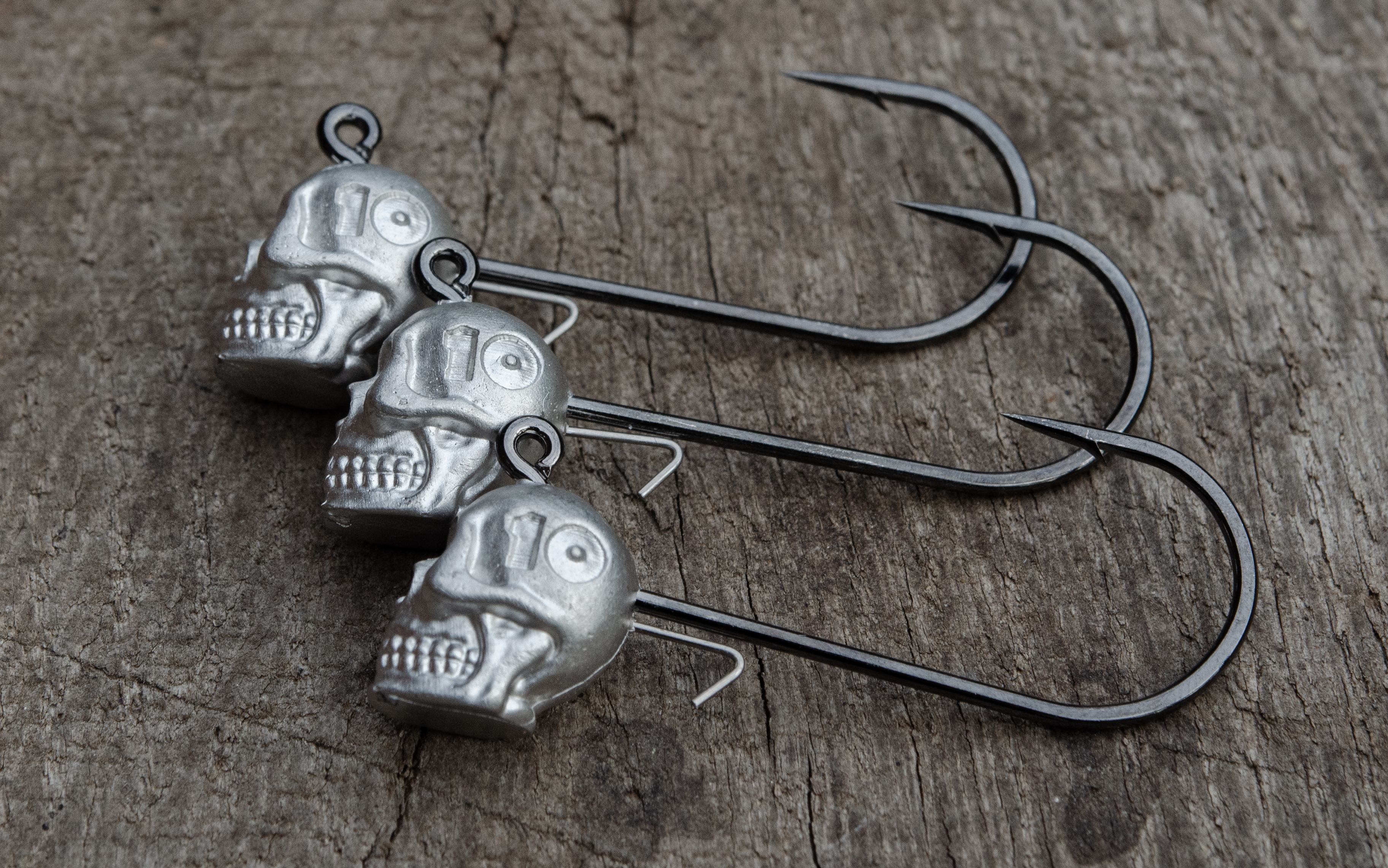 Q-Jigs 3/0 10g - Set a 3 Stück Totenkopf Jig VMC Haken