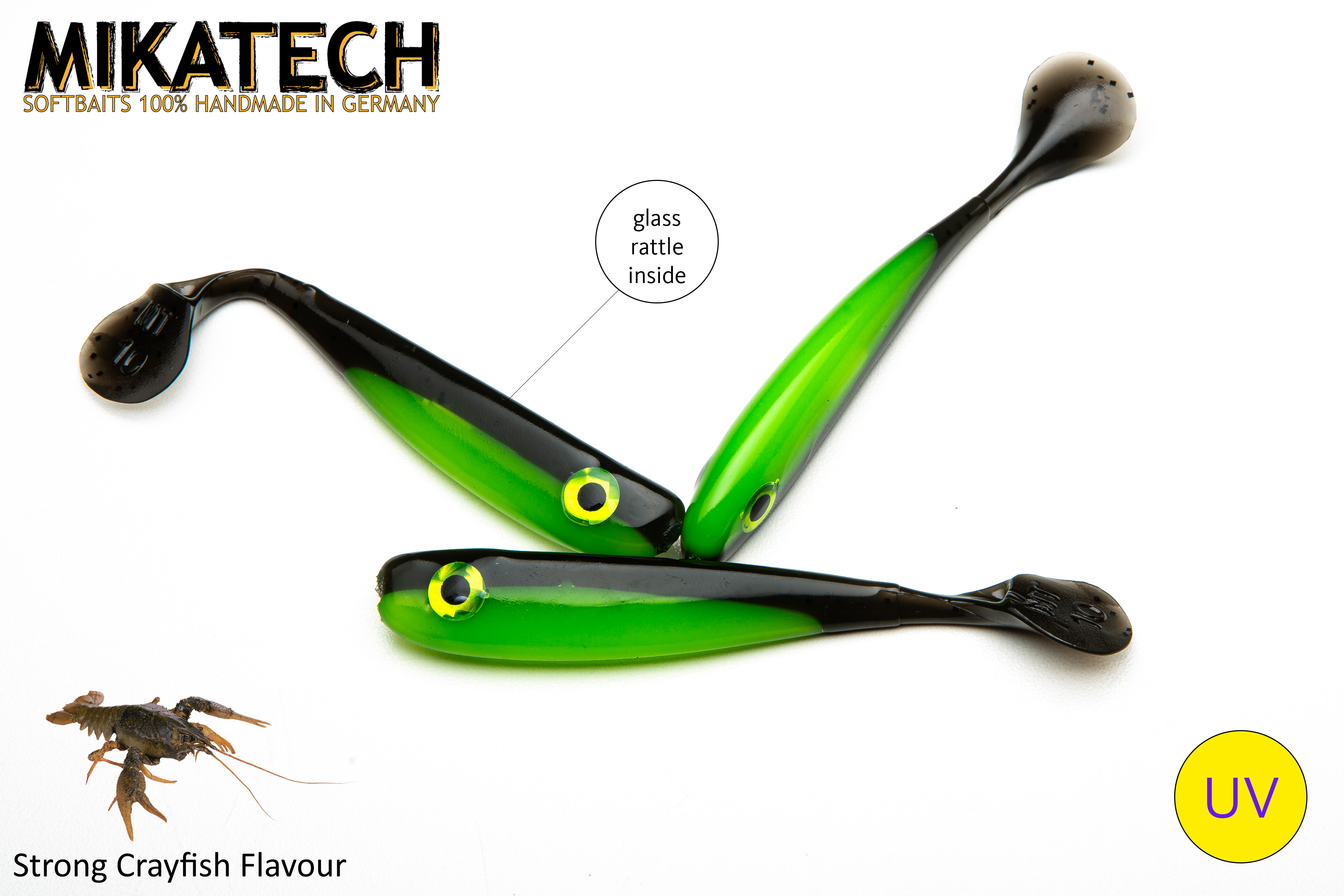 MIKATECH Real Shad 10 cm Green Pumpkin Chartreuse UV