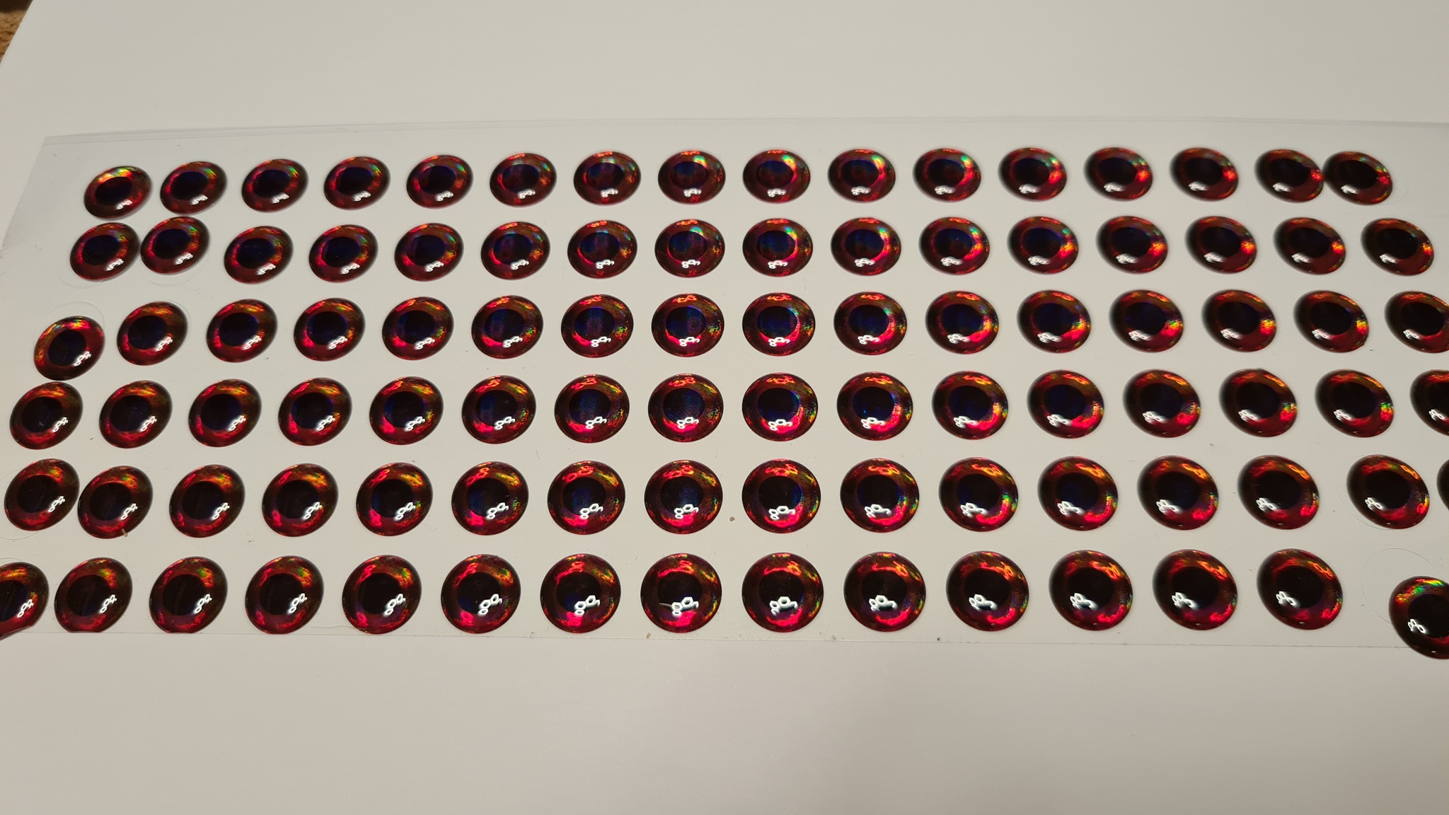 MIKATECH Epoxy 3D Augen 12,5mm Natural Red Karte 90 Stück