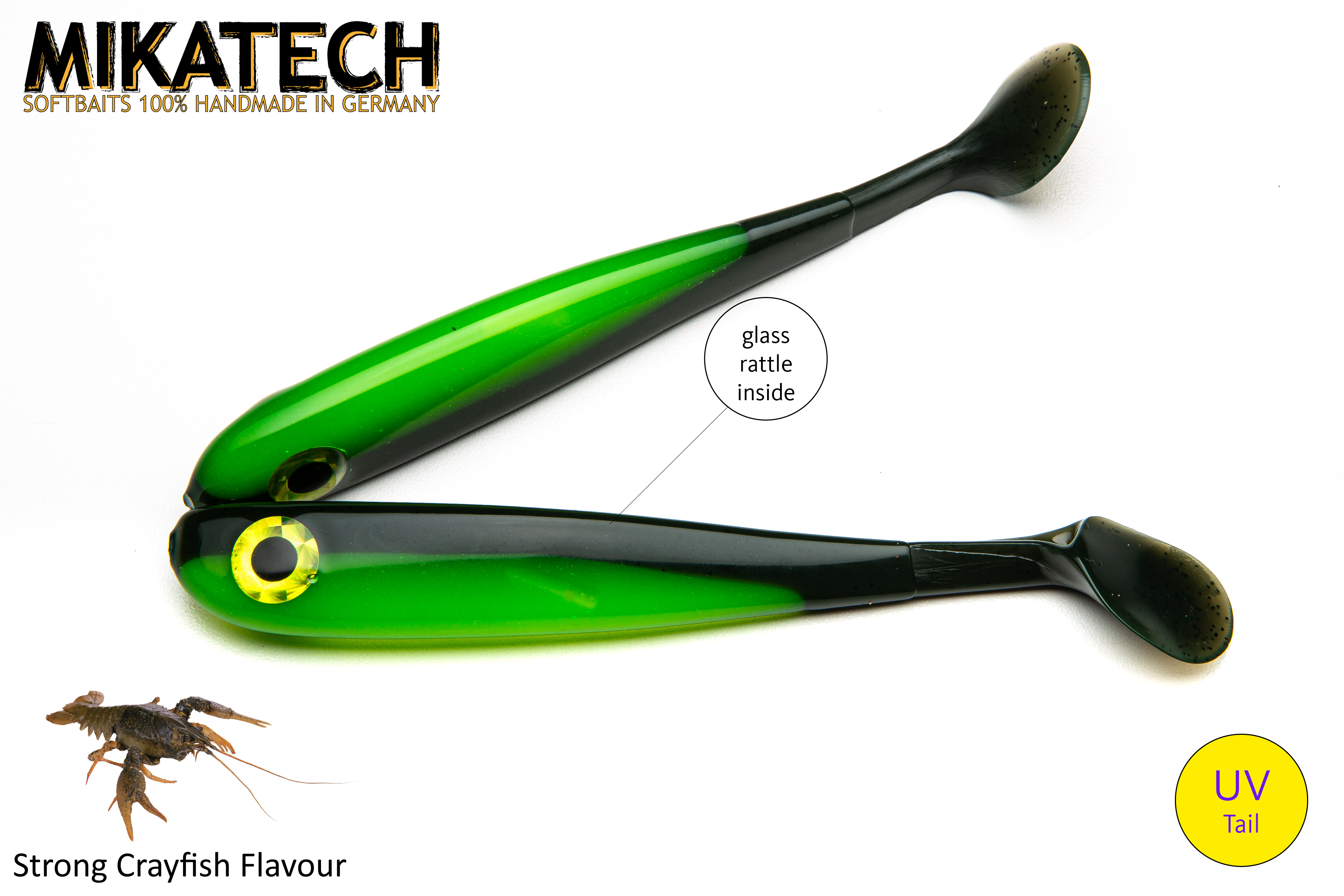 MIKATECH Real Shad 15 cm Green Pumpkin Chartreuse UV