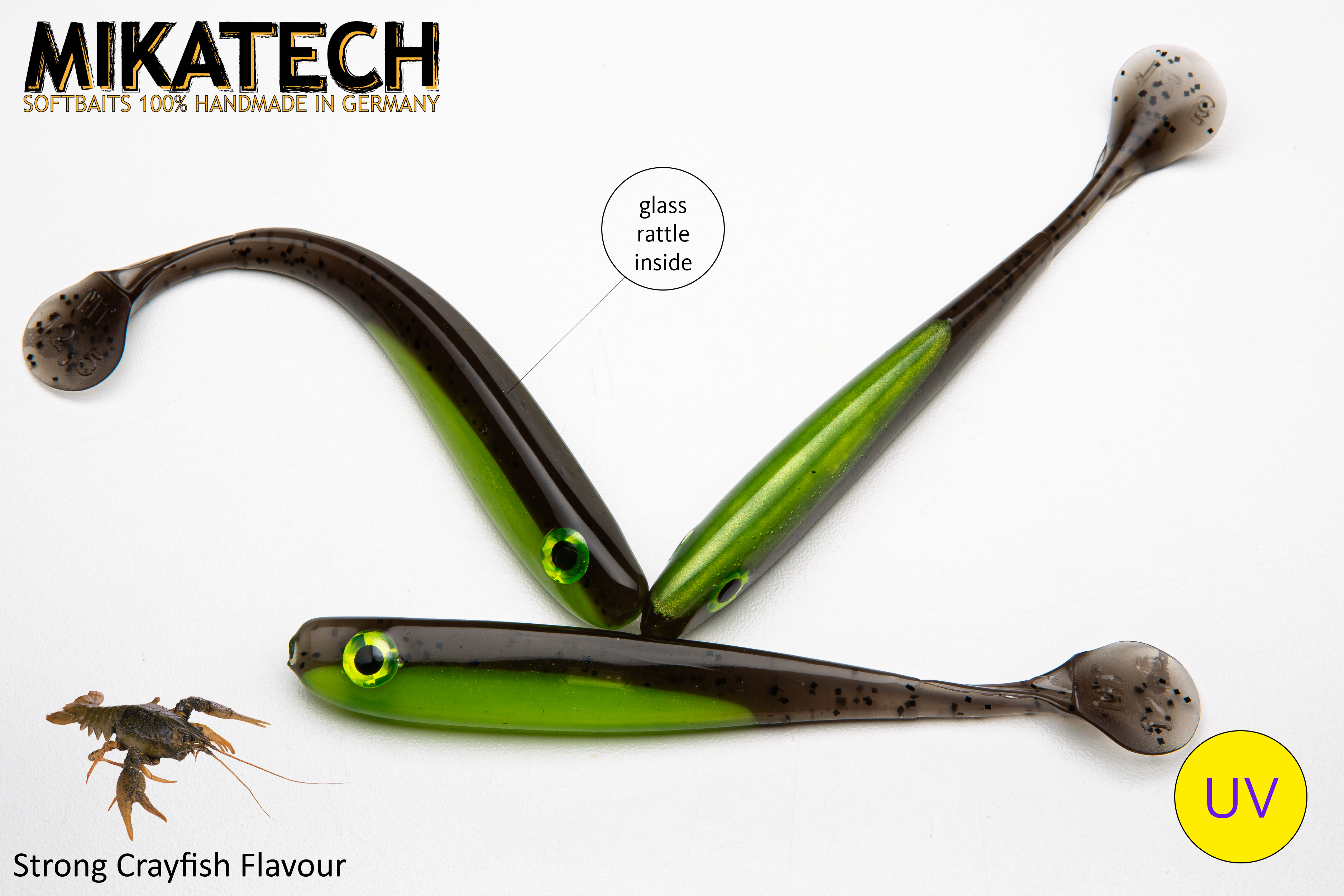 MIKATECH Real Shad 12,5 cm Green Pumpkin Chartreuse UV