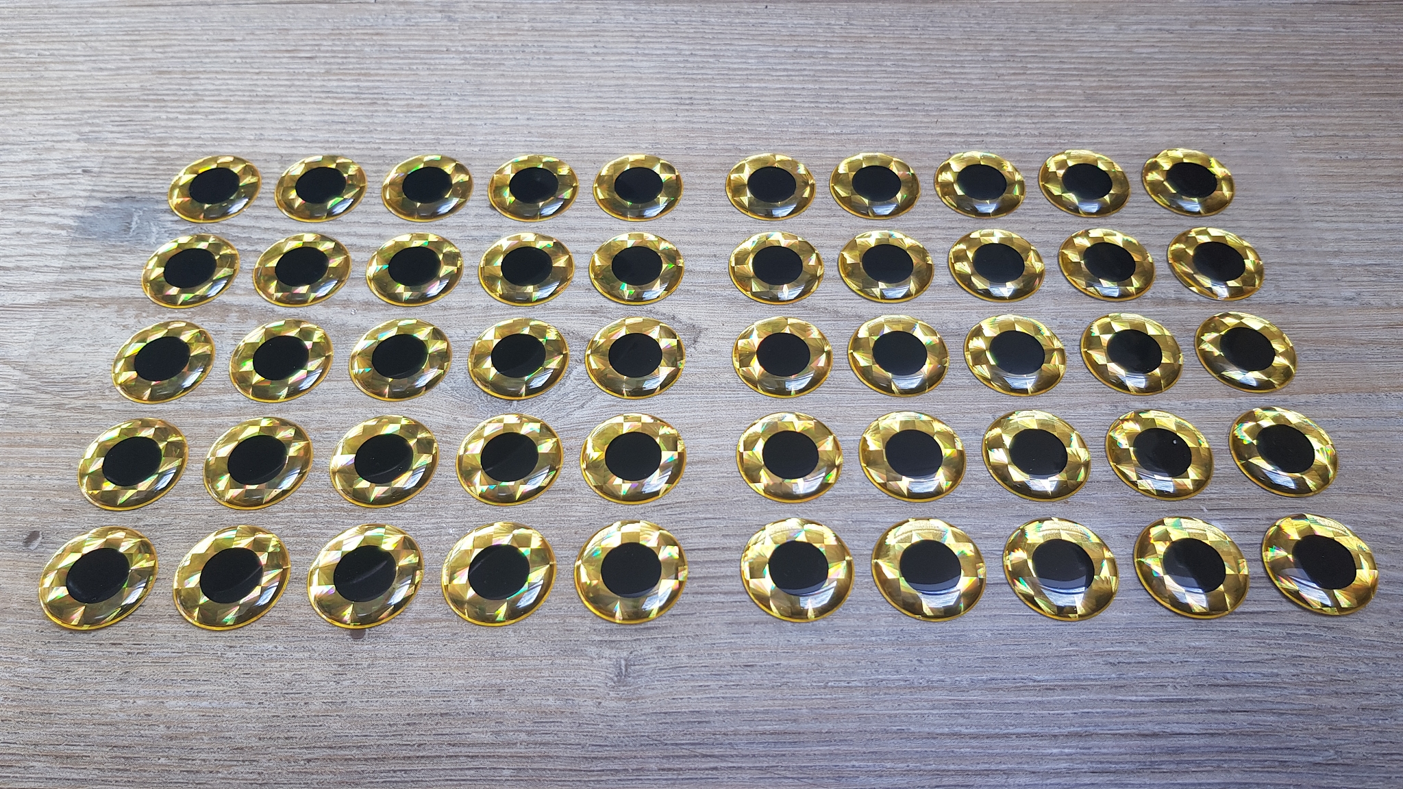 MIKATECH Epoxy 3D Augen 20mm Prism Gold Karte 50 Stück